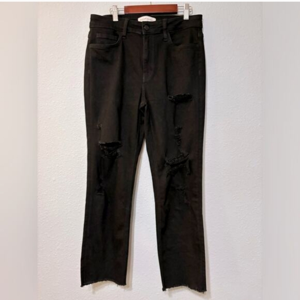 Flying Monkey Black High-rise Distressed Ankle Straight Jeans